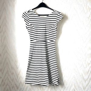 XS Old Navy Cotton Black and White Striped Mini Dress